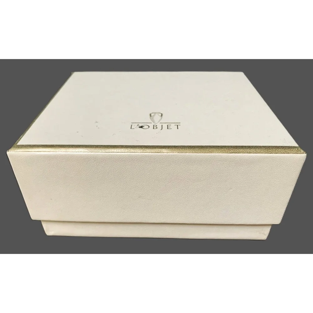L'OBJET Platinum Swarovski Pave Crystal 3‑Ring Napkin Jewelry Set of 4 w/ Box